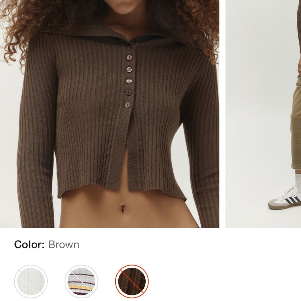 Brown Ribbed Button-Up Cardigan
